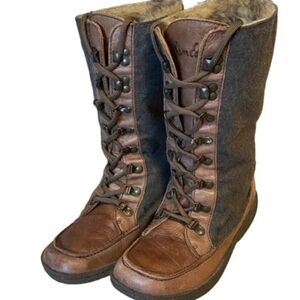 Fur lace up boots for women